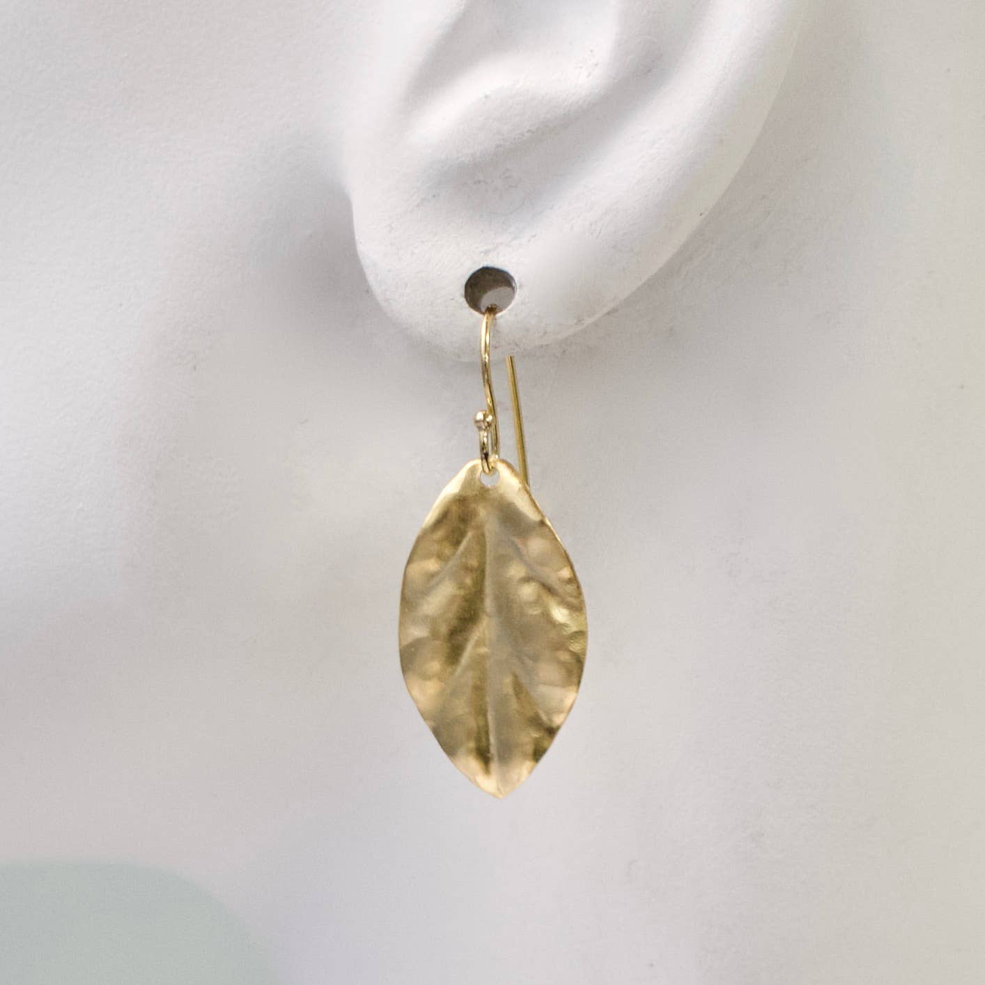 a.v. max - Athena Leaf Earrings: Matte Gold