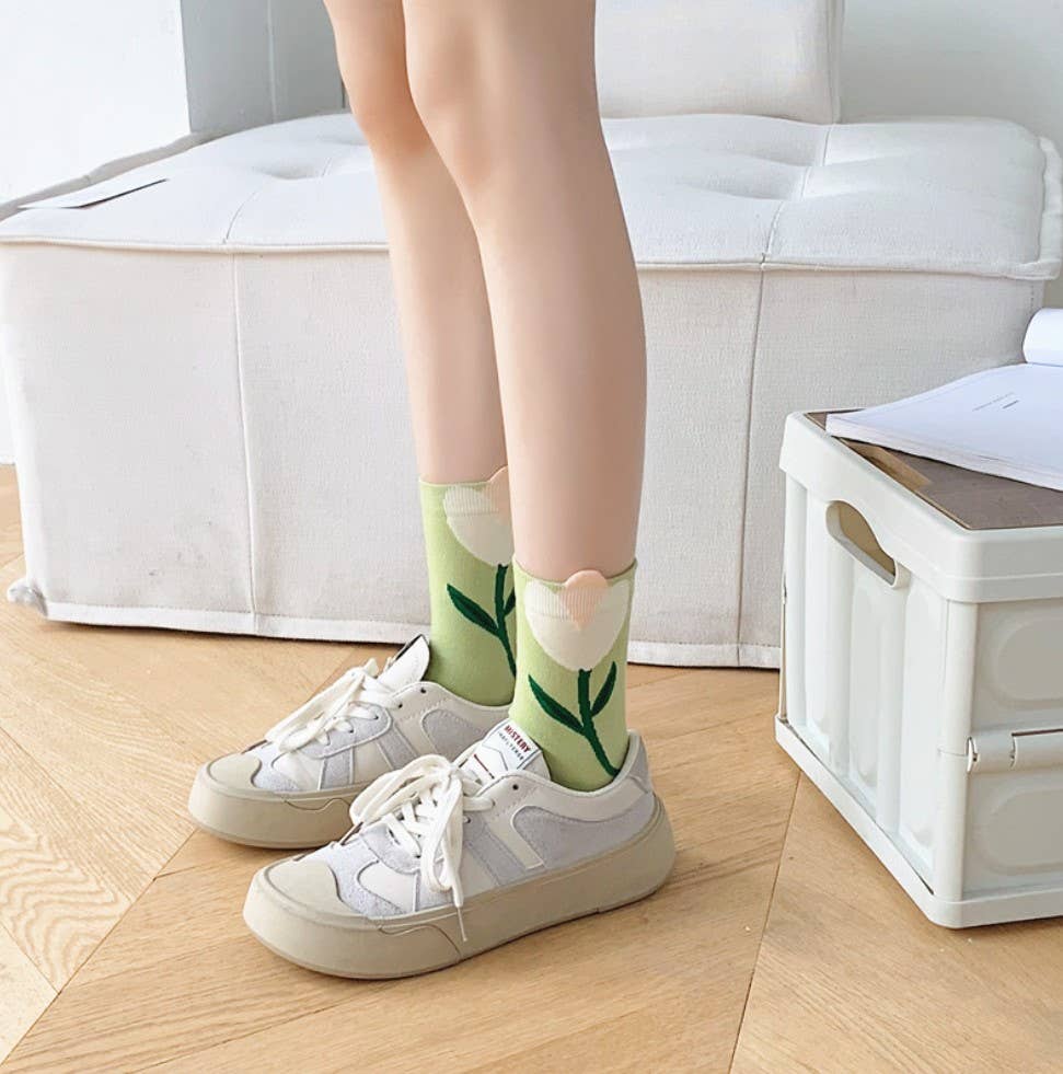 JC Sunny Fashion - JCS010 3D Floral Spring/Summer Socks: Assorted 5 pairs/pack--1 pattern per pair; min. 4 packs 20 pairs