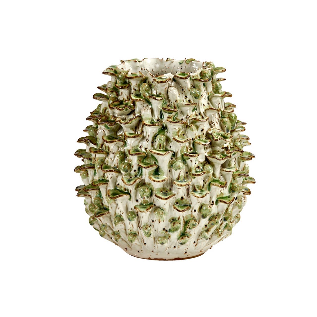 Continental Home - Small Green and White Handmade Ceramic Vase