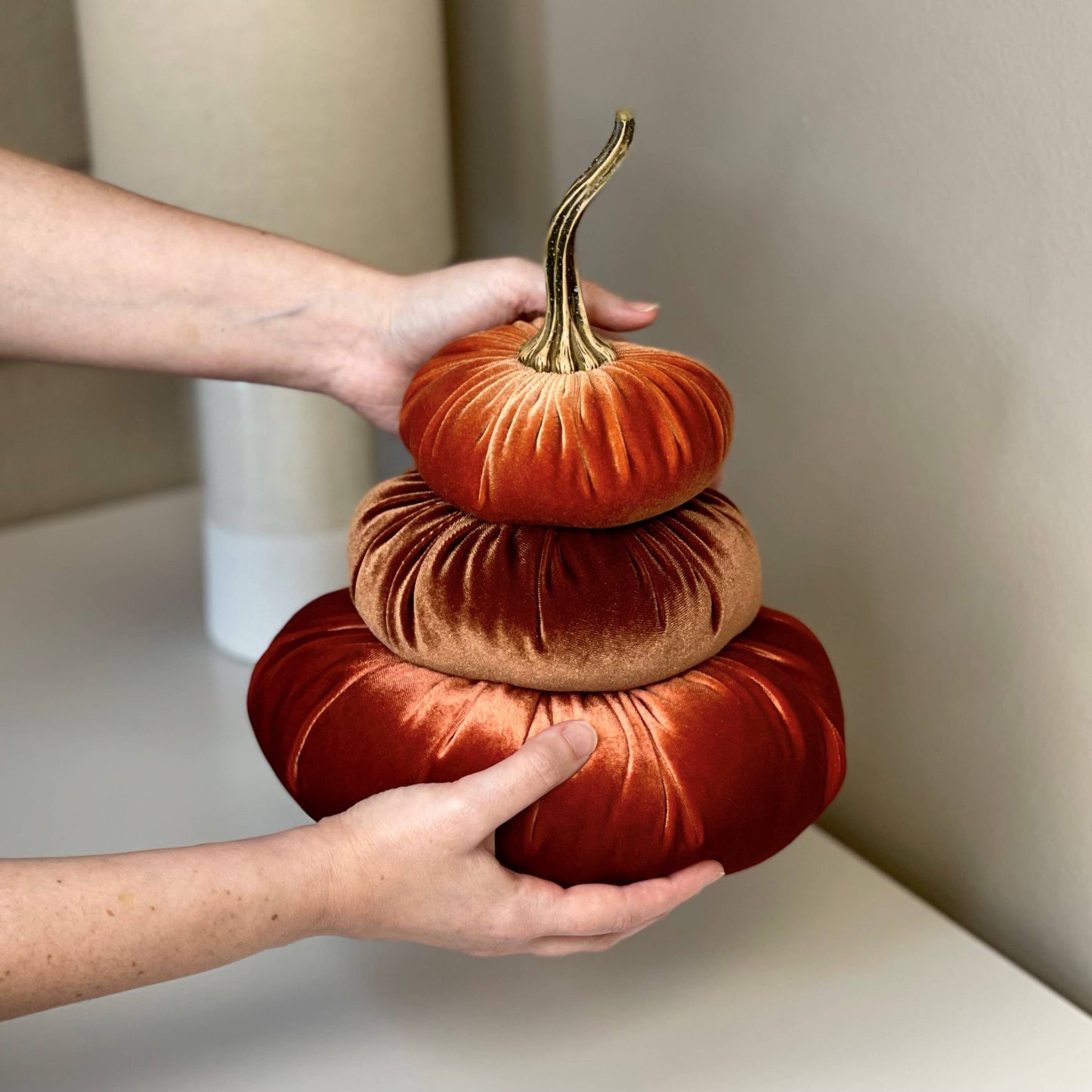 Your Heart's Content - Pumpkin Stacked Decor, Centerpiece Statement, Wedding Decor: Option 1: Harvest Bronze Rust