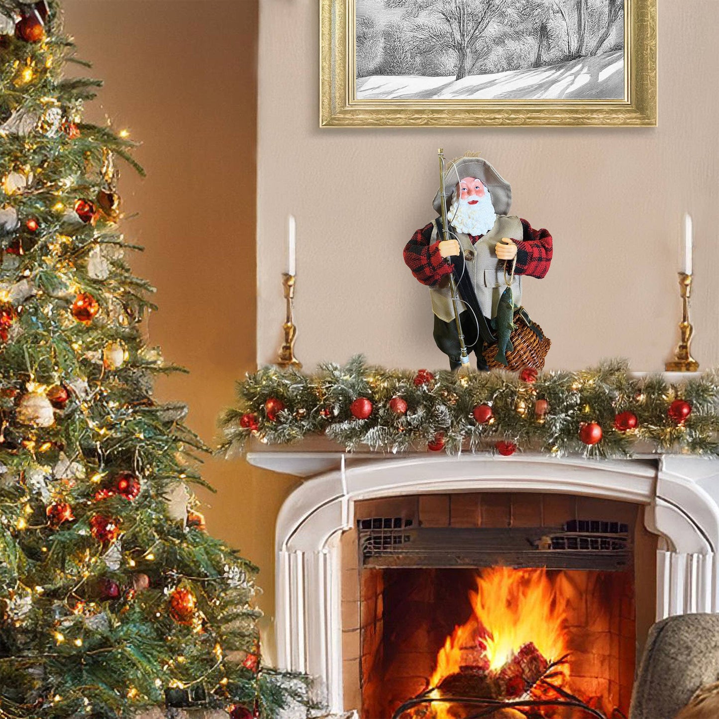 Santa’s Workshop Inc. - 12" Fly Fishing Santa