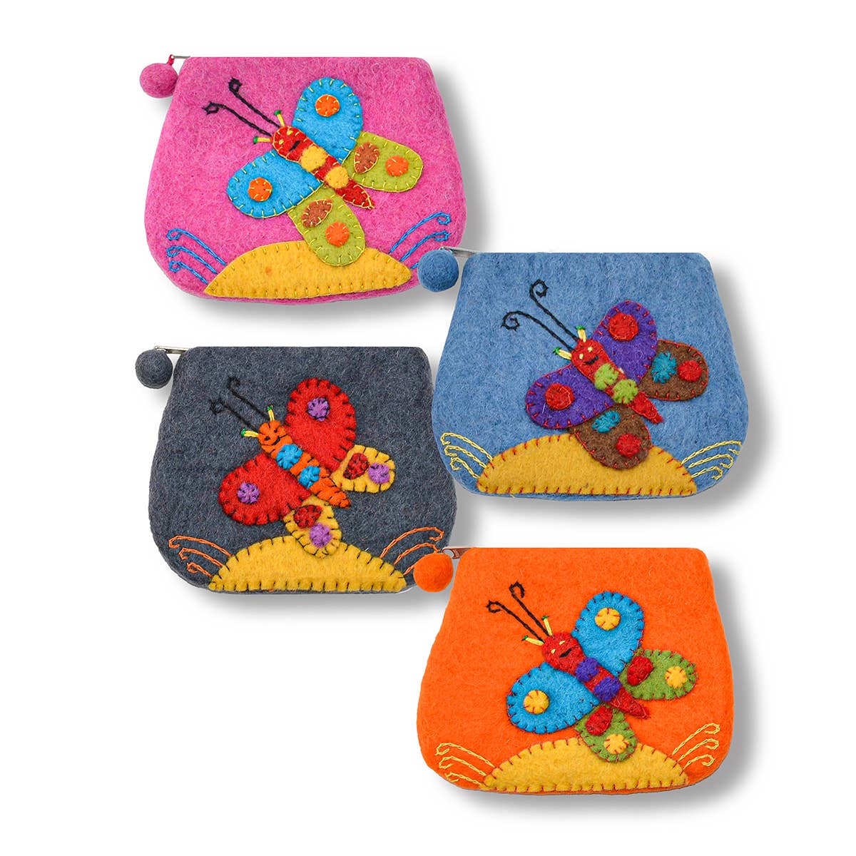 BNB Crafts Inc. - Felted Butterfly with Flower Coin Purse: Baby Blue