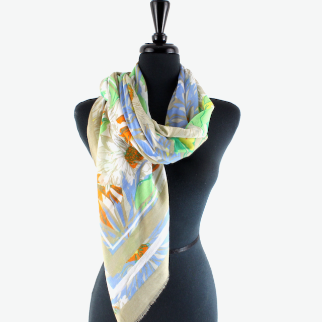 Pretty Persuasions - S23005 Magic Flowers Lightweight Scarf: Black