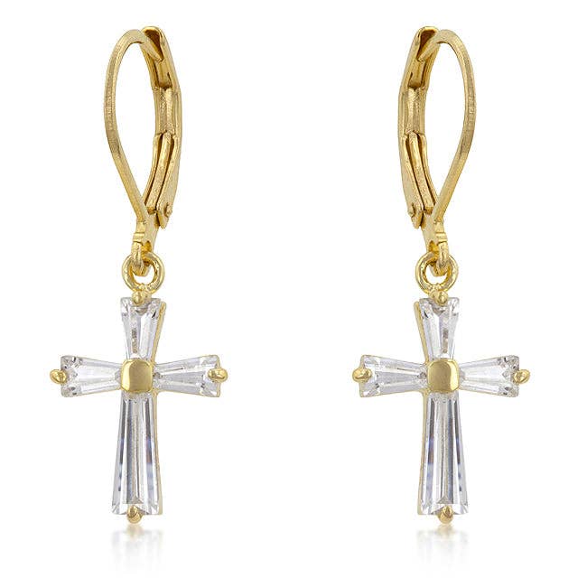 JGoodin - Cubic Zirconia Goldtone Finish Cross Earrings