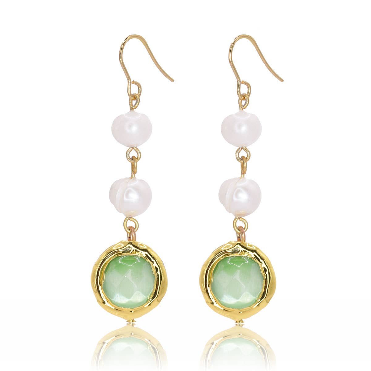 KARINE SULTAN - Dolce Linear drop Earrings: Sage Green