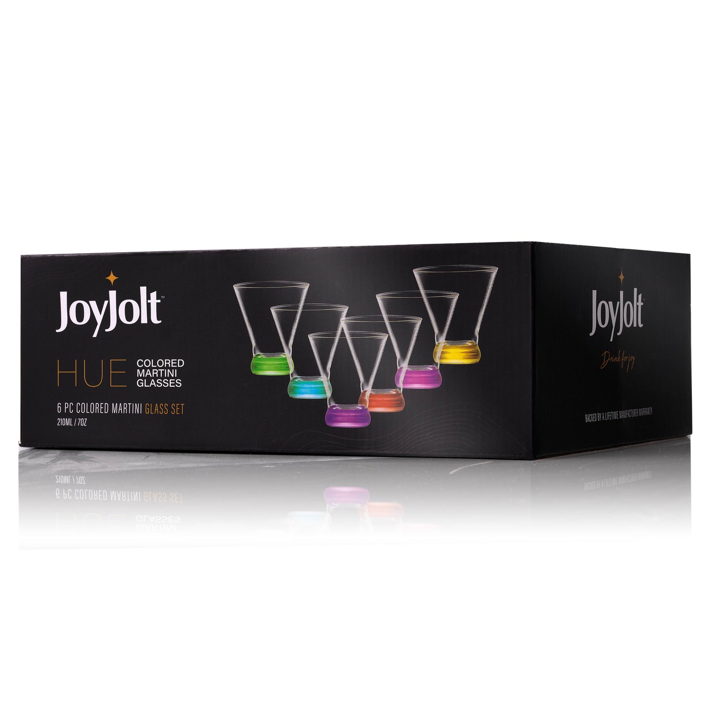 JoyJolt - Hue Colored Stemless Martini Glasses, Colorful Party Glasses