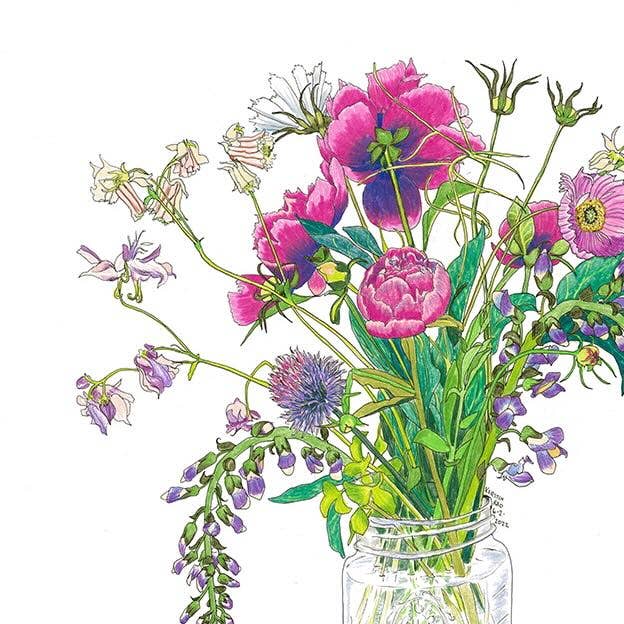 Vivid Cottage - Baptisia & Peonies - card
