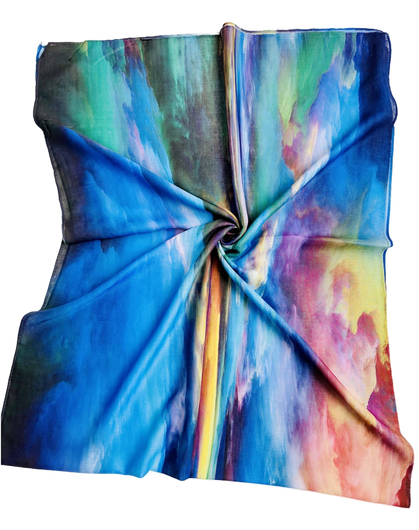JC Sunny Fashion - JC022853 Blue-Orange Color Of Clouds Scarf/Shawl