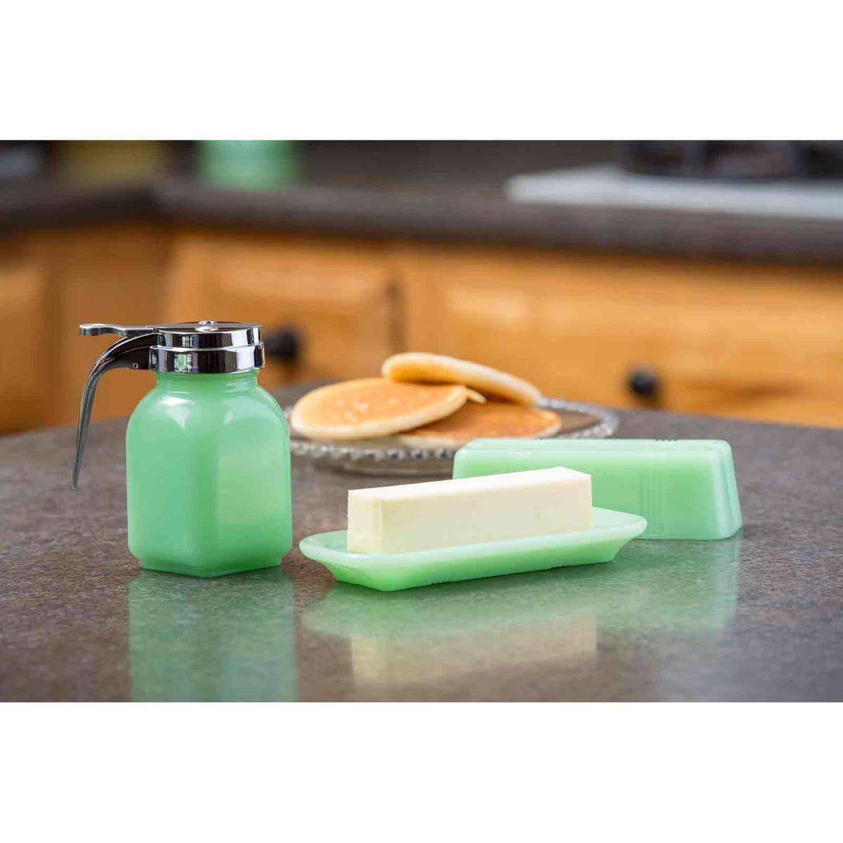 TableCraft Products Company - Jadeite Glass Collection 6 oz Syrup Dispenser
