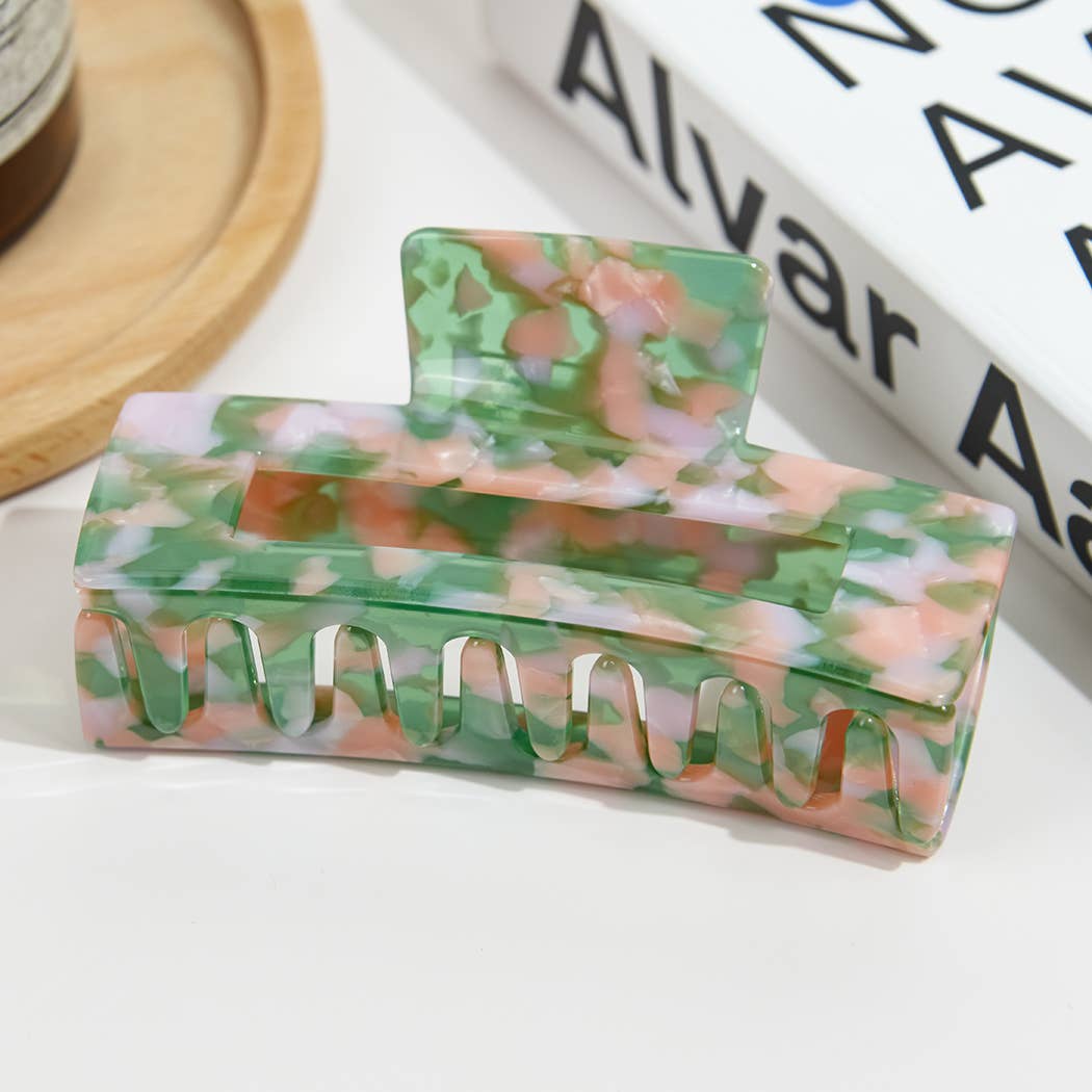 TheDivaSoap - Vintage Oversized Square Acetate Claw Clip, Eco-Friendly: Mixed-coffee