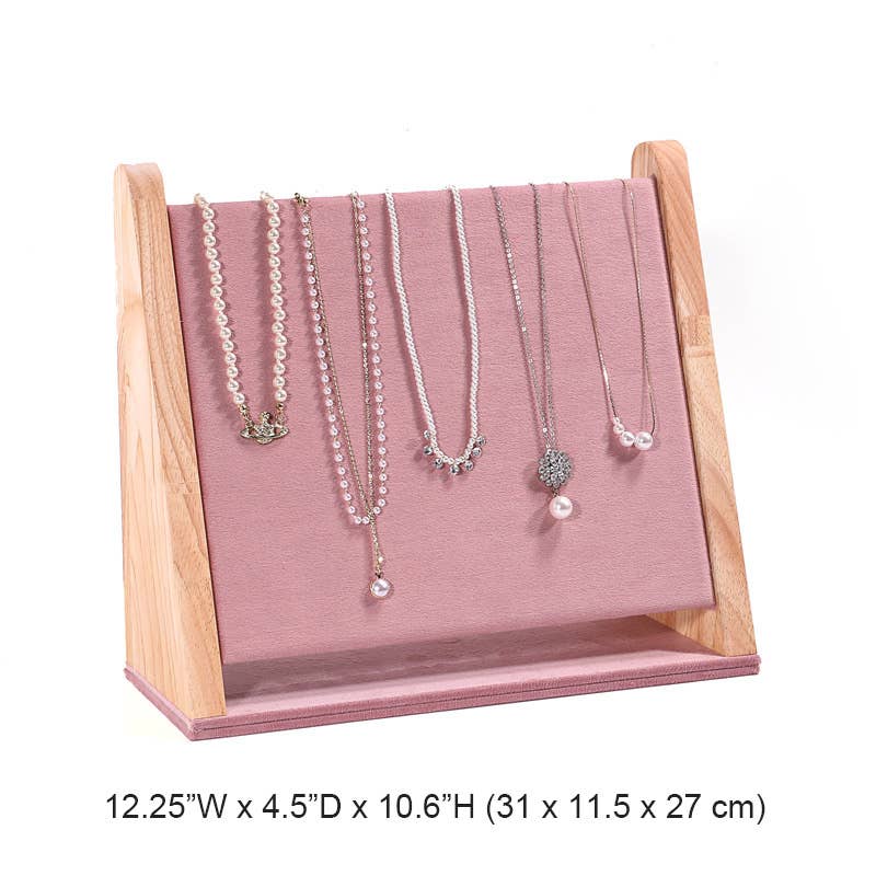 Zakka Canada - Solid Wood High Quality Multi-Necklace Bracelet Display: White Leather