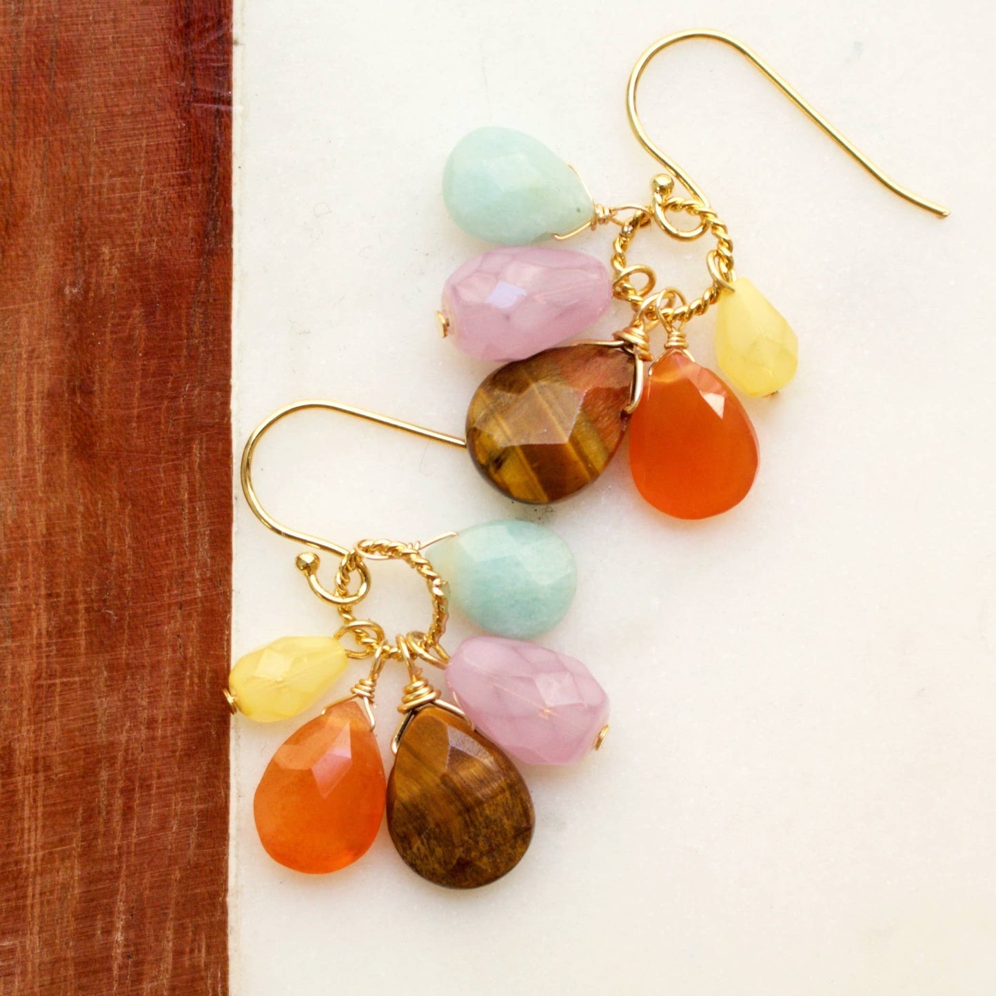 a.v. max - Semi Precious Cluster Earrings: Black/Star Qtz