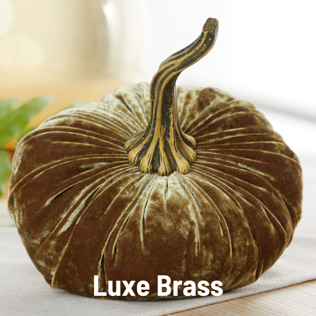 Your Heart's Content - Pumpkin Large Velvet, Fall Decor, Shelf Sitter, Tablescape: Avocado