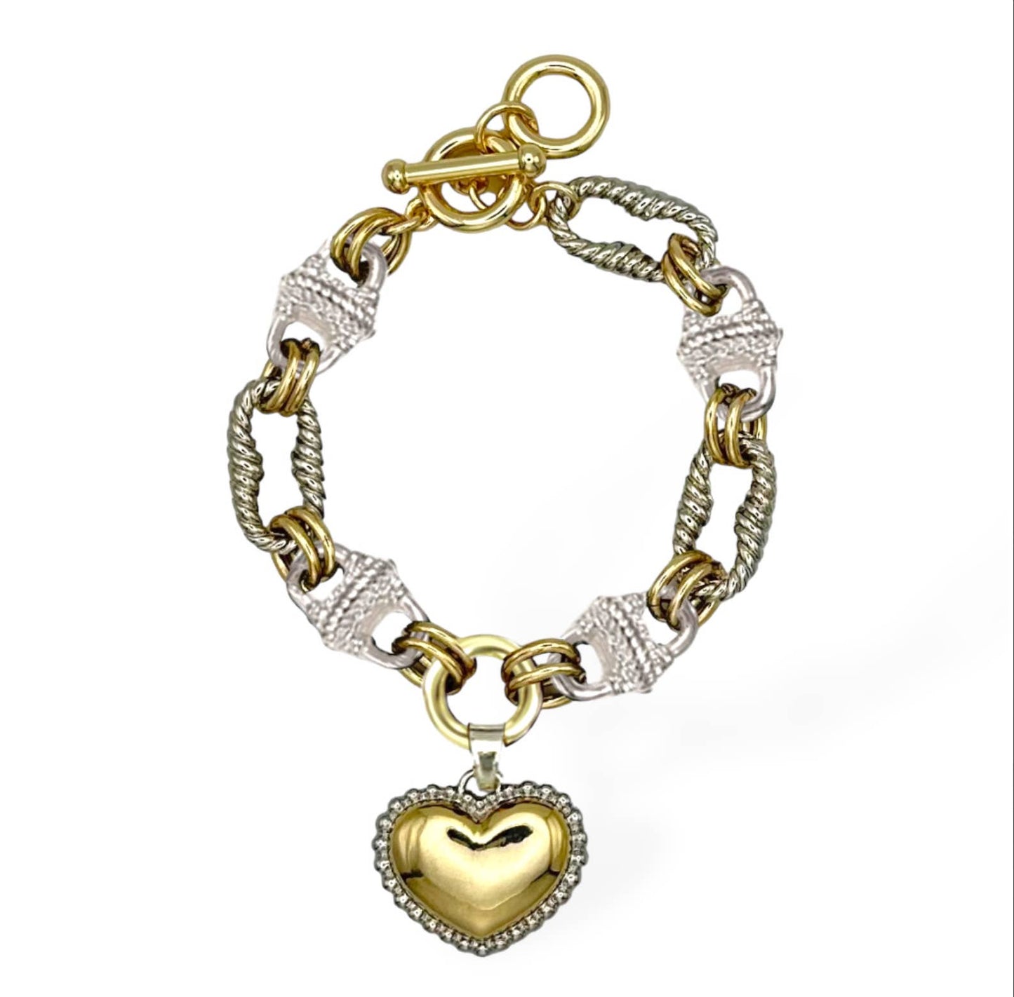 My Best Kept Jewelry - Hammered Heart Charm Bracelet