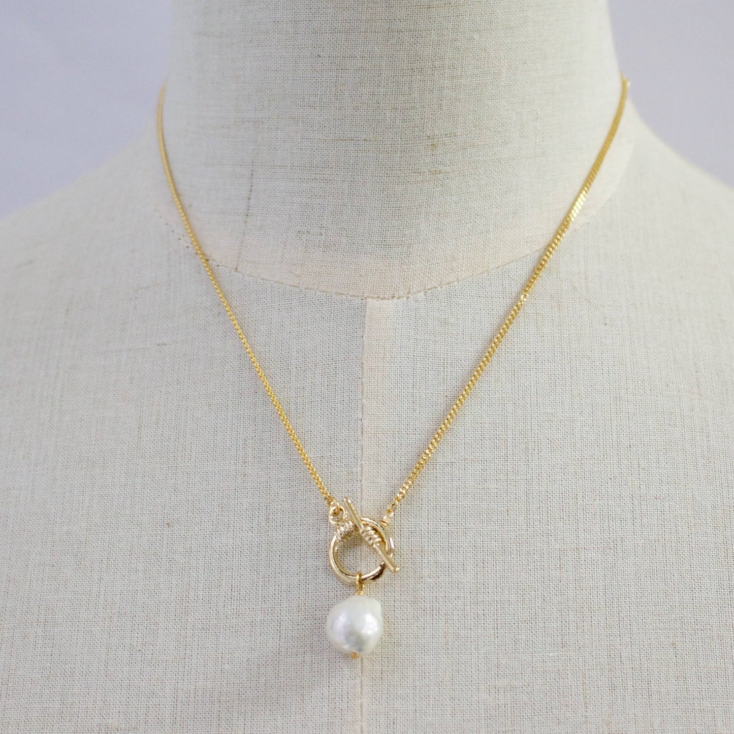 a.v. max - Akoya Toggle Front Pendant: Pearl/Gold