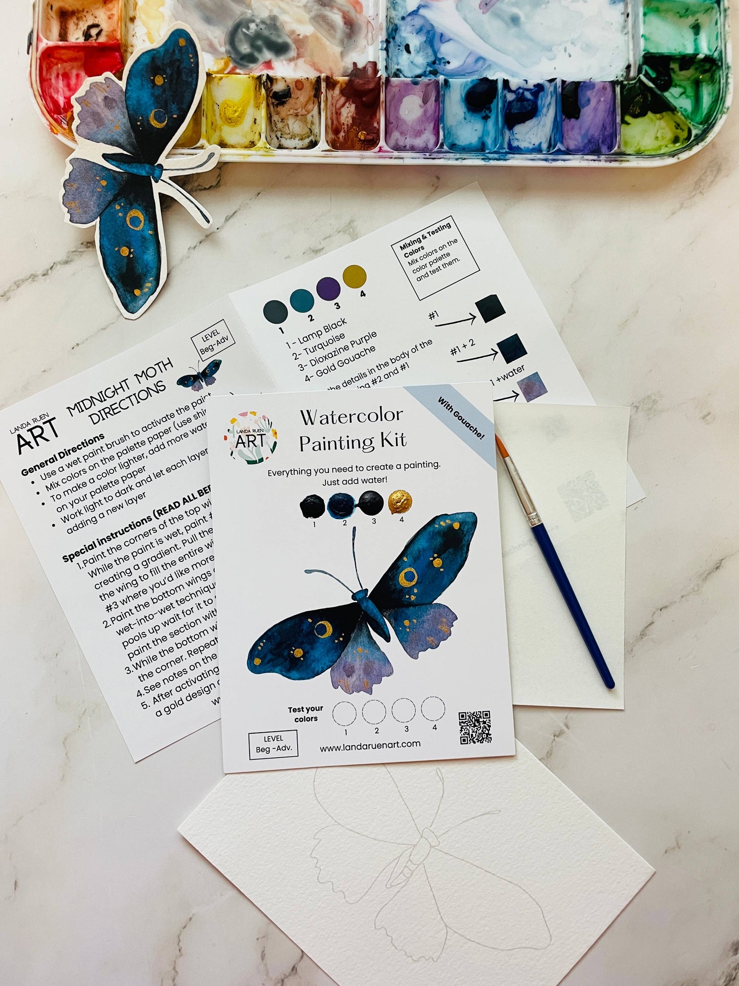Landa Ruen Art - Midnight Moth Watercolor Kit