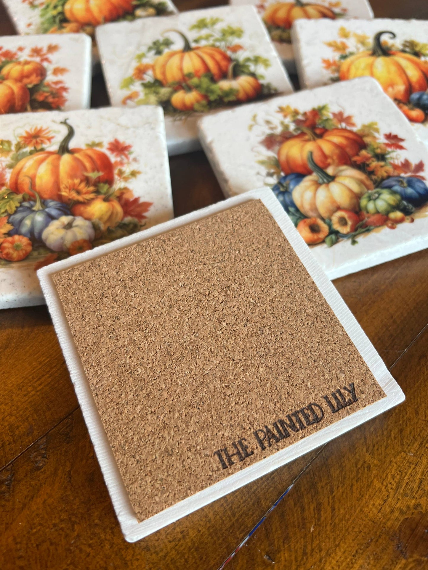 The Painted Lily - Pumpkin Bouquet stone coasters - case of 8