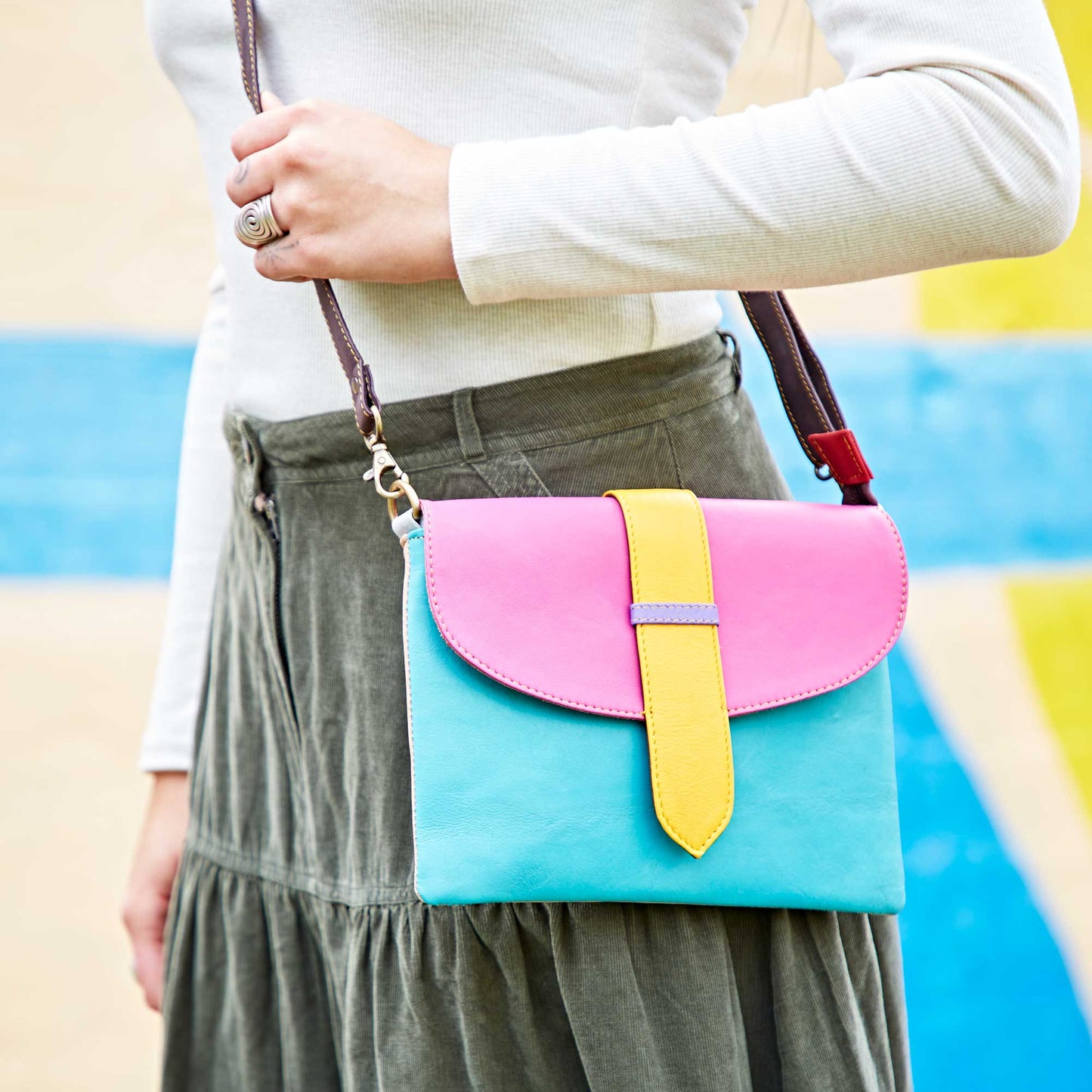 The Paper High Gift Company Limited - Priya Recycled Leather Multicoloured Crossbody Bag