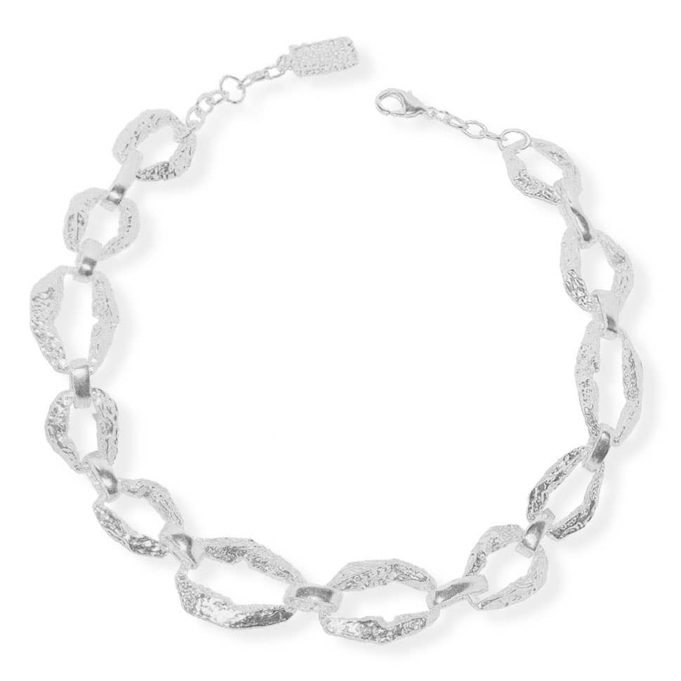 KARINE SULTAN - Irregular link short chain layering necklace: Silver