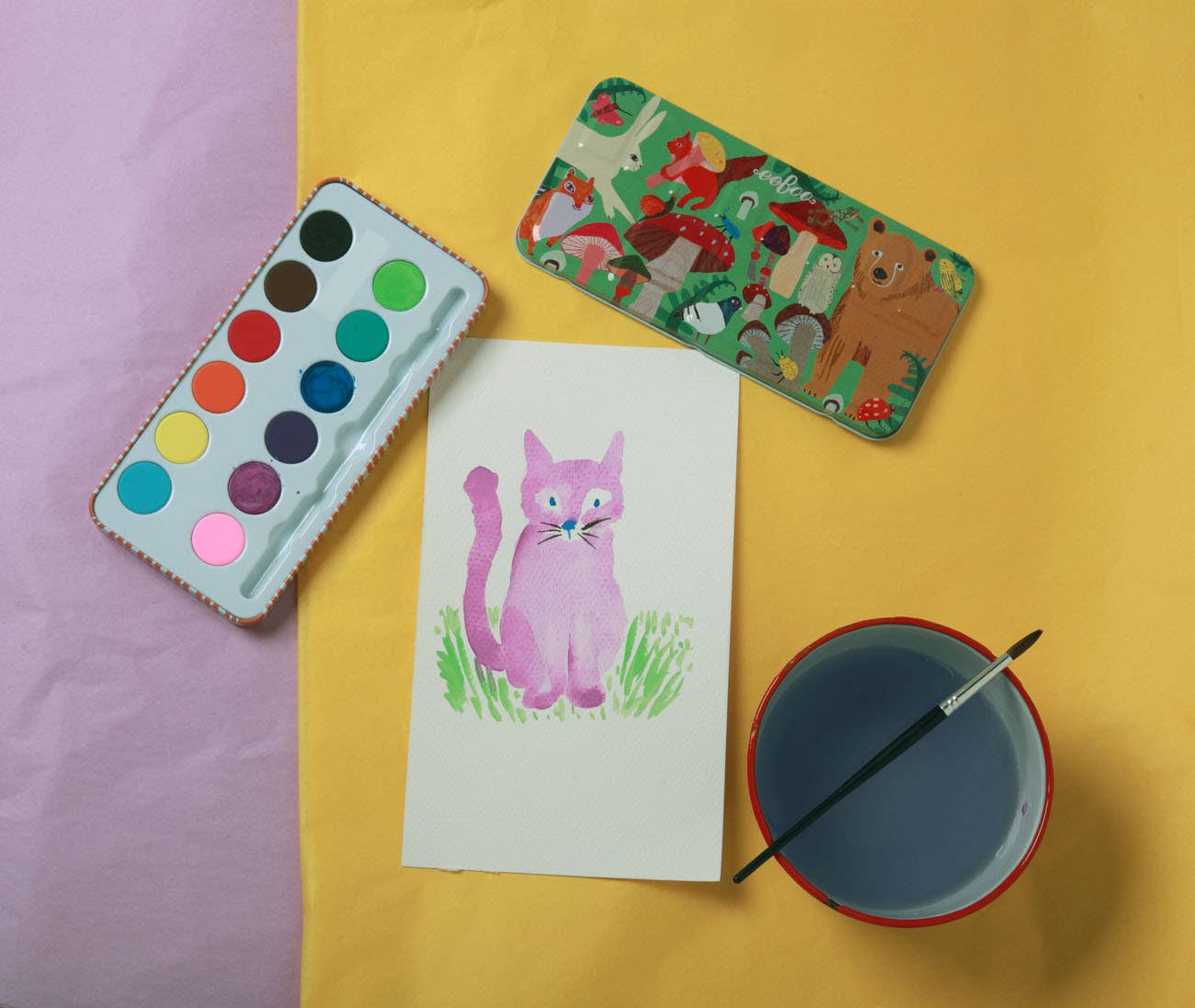 eeBoo - Mushrooms 12 Watercolors Paint Tin