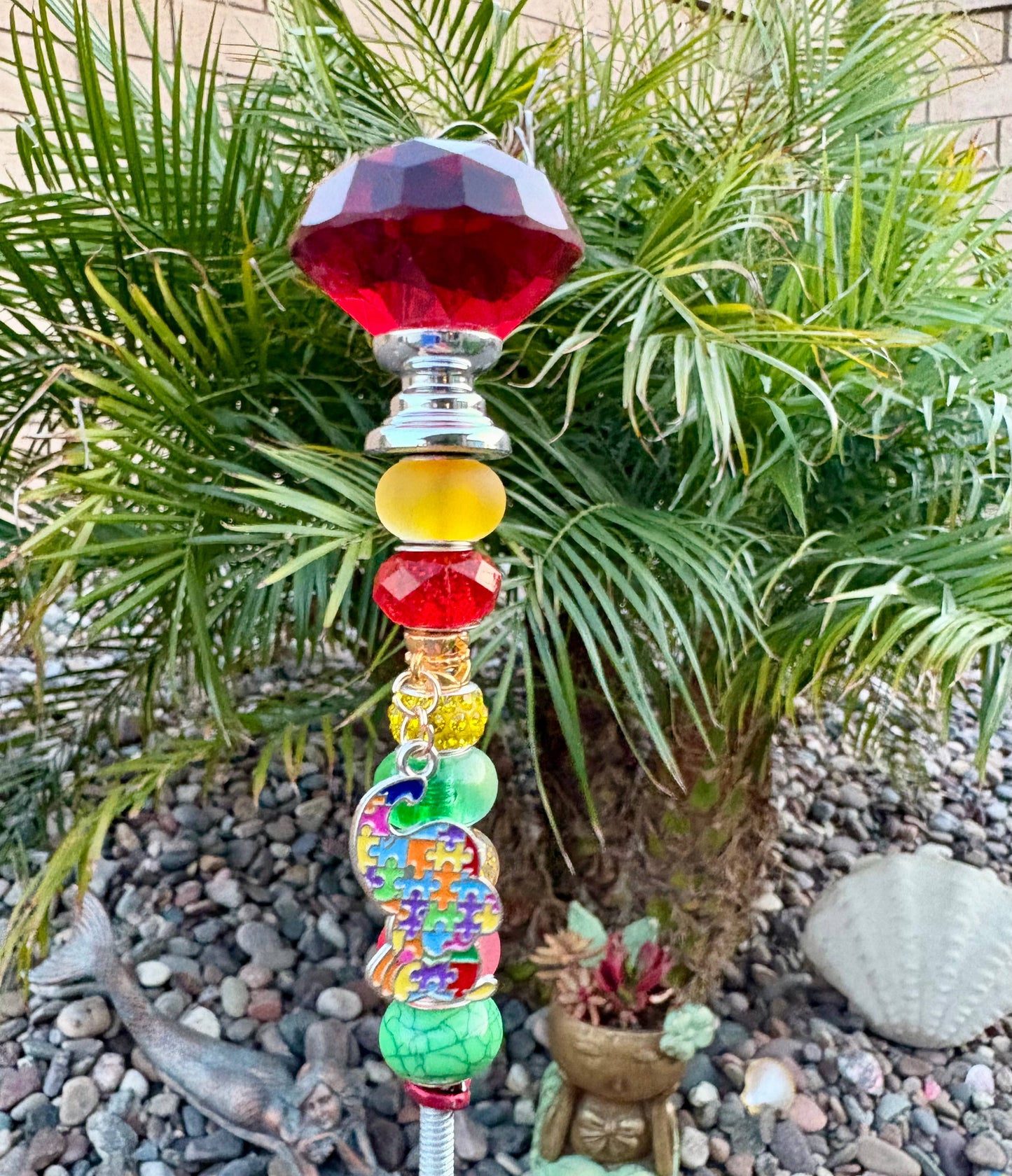 Sea of Bliss Shop - Autism Awareness Fairy Garden Plant Stakes: 13 inch / Green