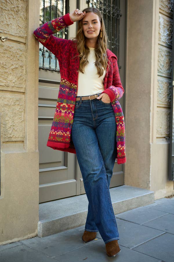 SAACHI - Fair Isle Nordic Long Cardigan