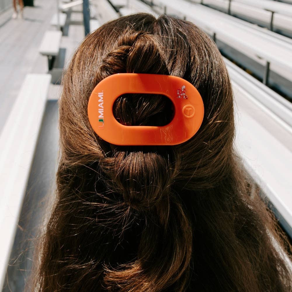 TELETIES - Flat Round Hair Clip | Medium | Go Canes!