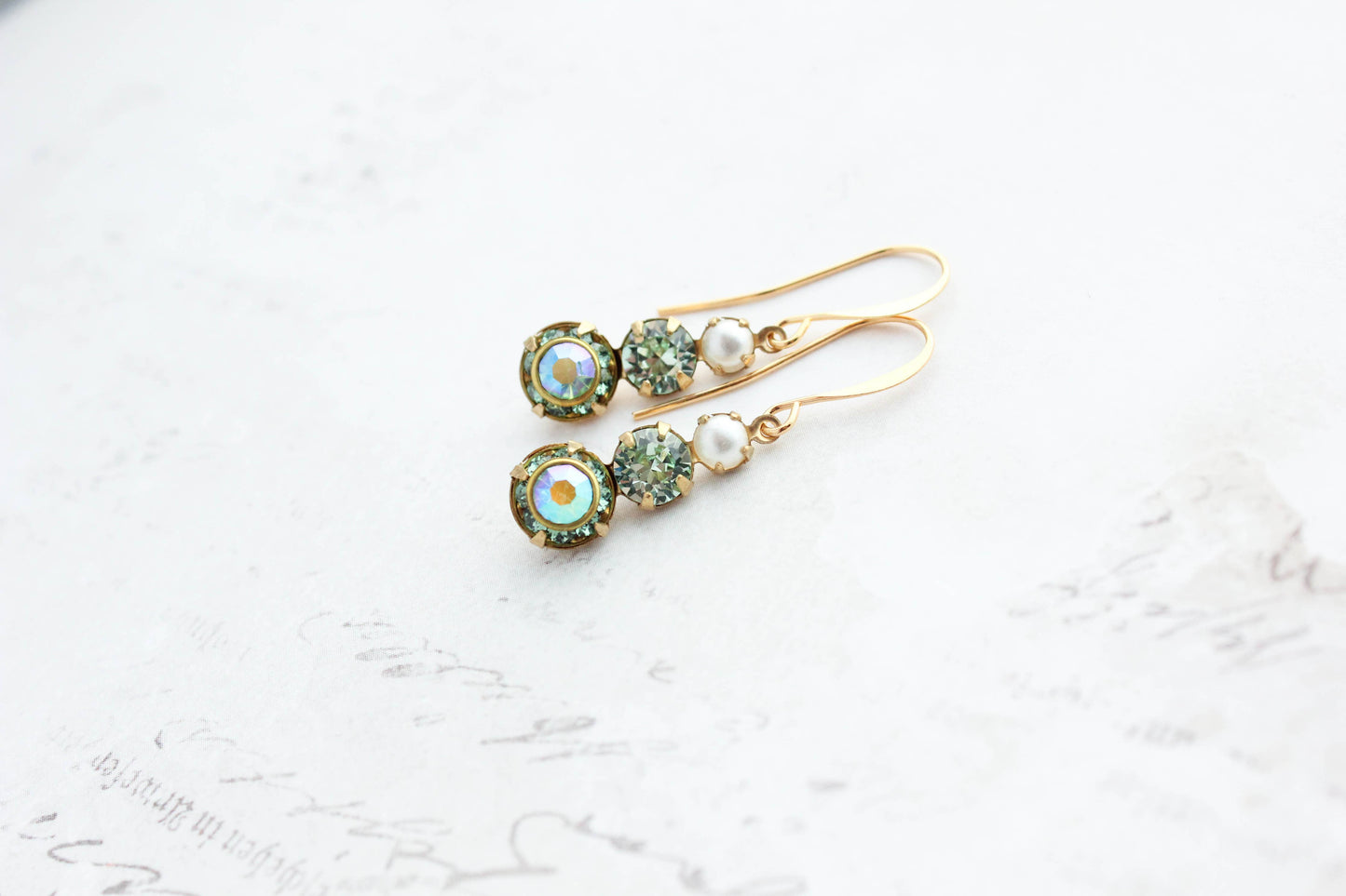 A Pocket of Posies - Peridot Green Earrings | Pearl Earrings | Sparkly Drops