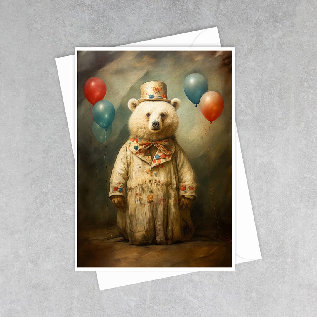 Salty Alyce - Party Animal Bear With Balloons Greeting Card 45AS