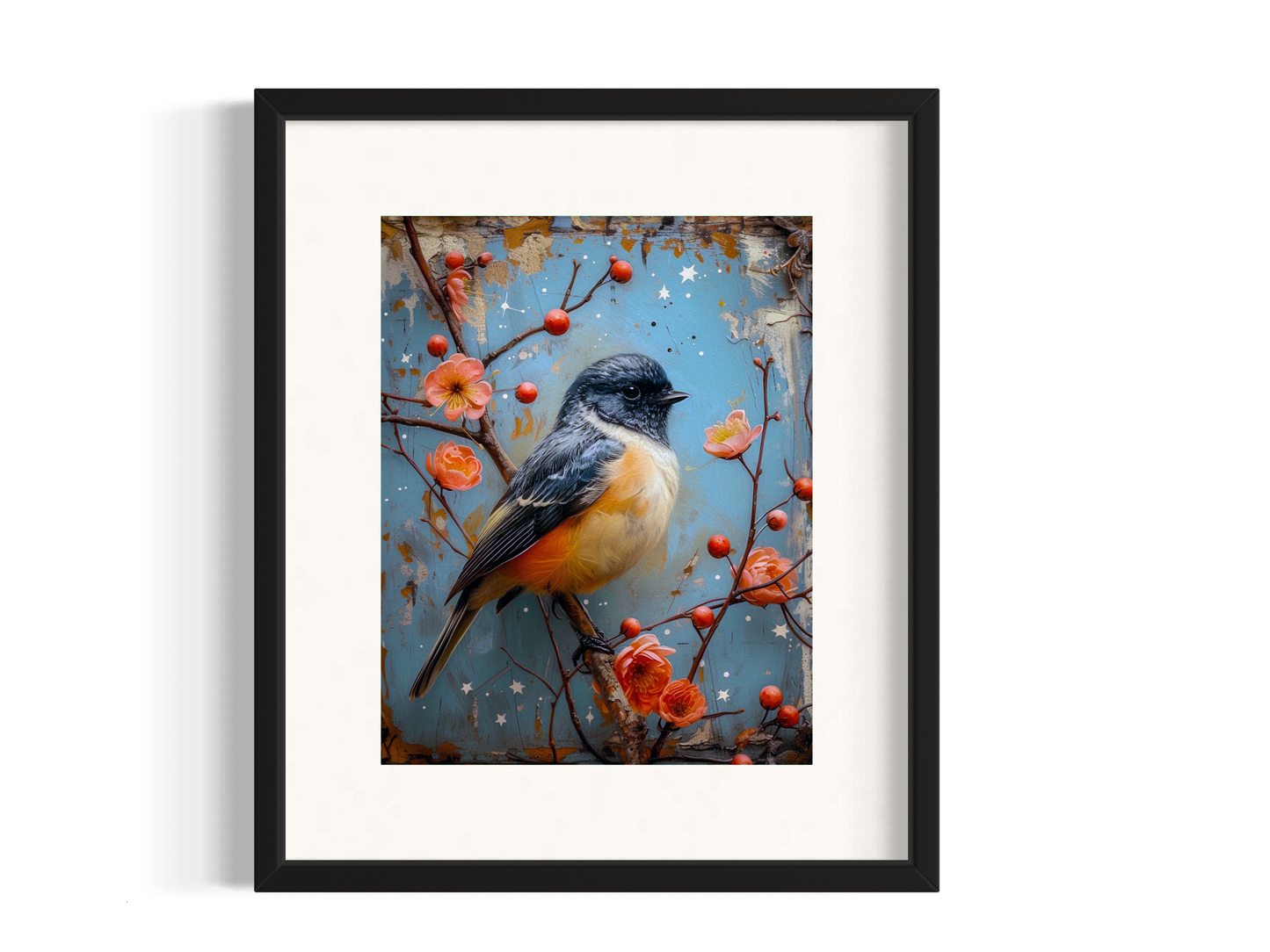 Salty Alyce - Bird in Spring Flower Antique Painting Wall Decor 101AS