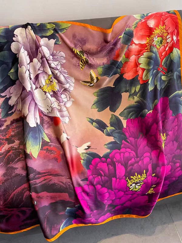 UZ Wholesale Store - Floral Printed Scarf Headband: PURPLE / One_size