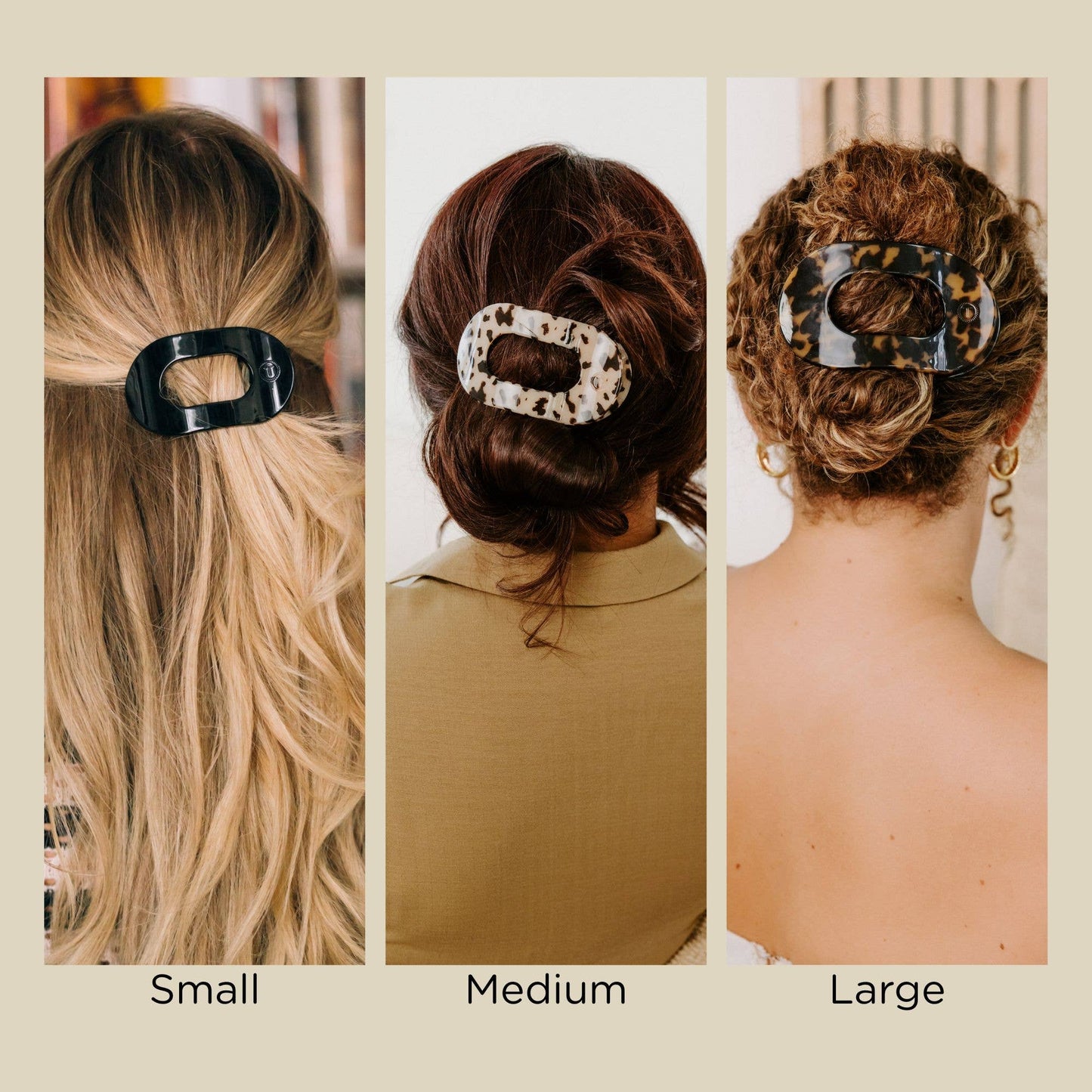 TELETIES - Round Flat Hair Clip | Medium | Blonde Tortoise