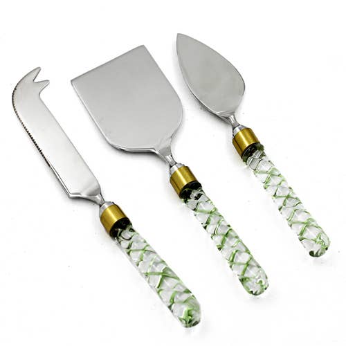 India Handicrafts Inc - Smoky Green Cheese Set/3