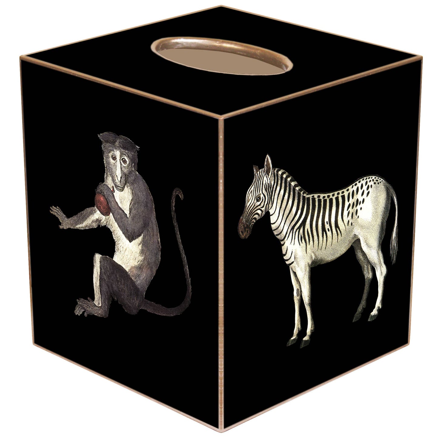 Marye-Kelley - Vintage Safari - Leopard, Zebra & Monkeys Tissue Box Cover: Paper Mache