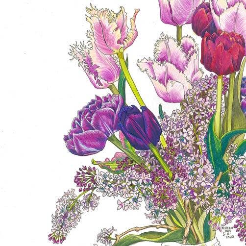 Vivid Cottage - Textured Tulips - card