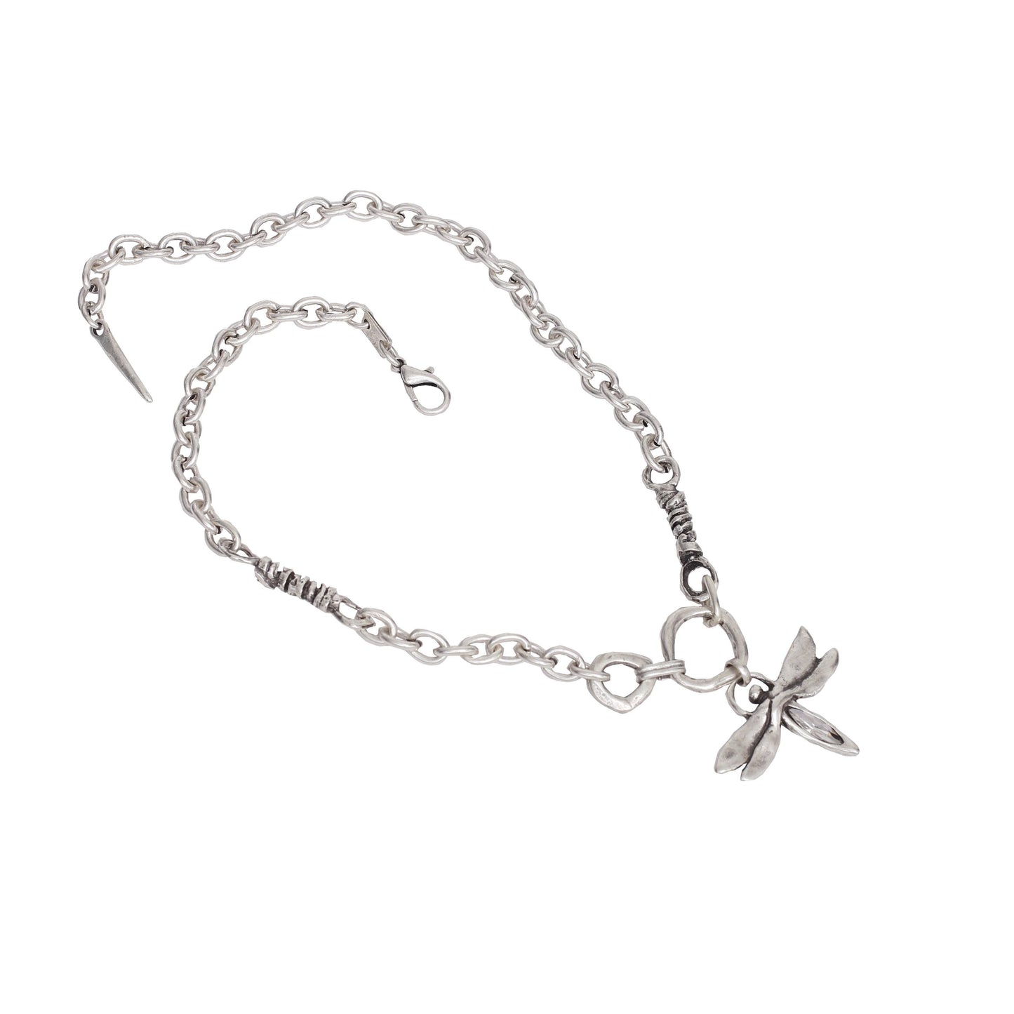 Chanour - Handmade Clear Crystal DragonFly Pewter Necklace - 3962