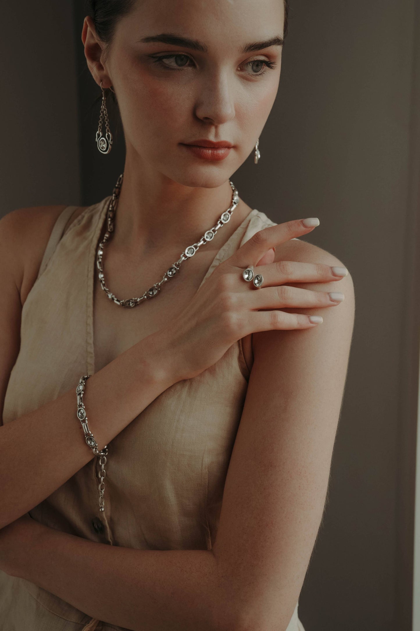 Chanour - Handmade Crystal Pewter Bracelet - 2826