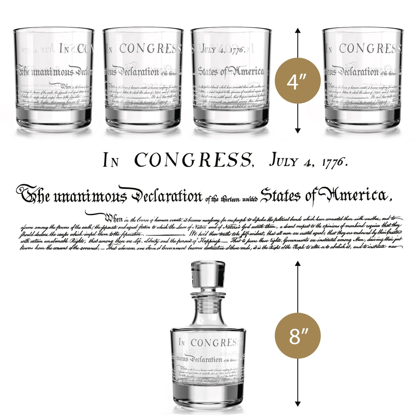Old Southern Brass - Declaration of Independence Decanter Whiskey Glass Gift Set