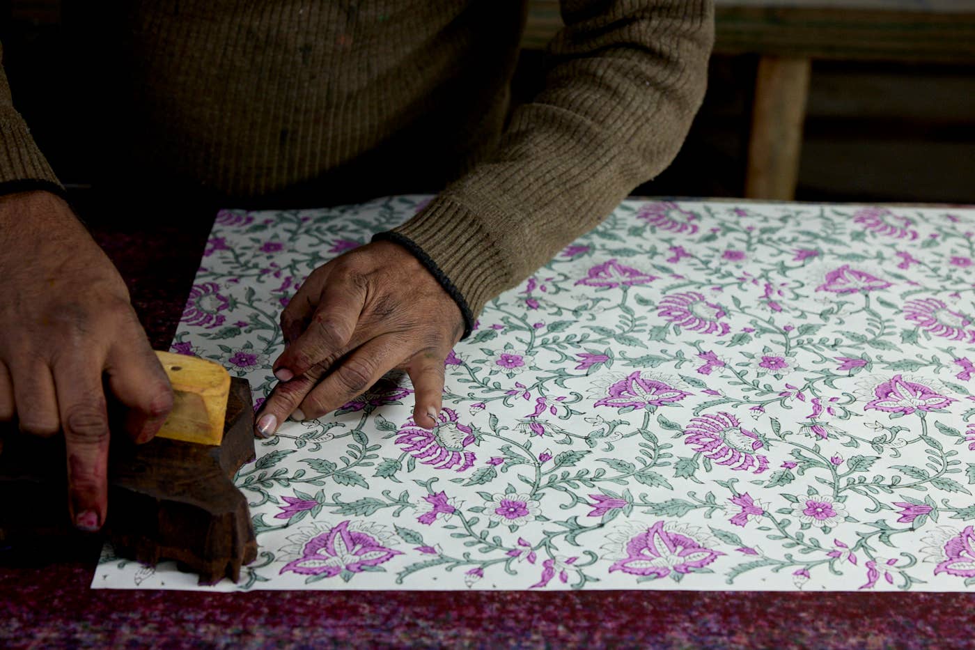 Paper Mirchi - Hand Block Printed Greeting Card - Flora Teal