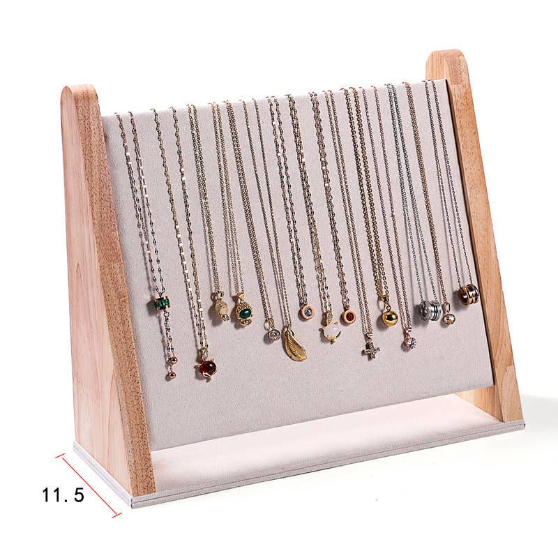 Zakka Canada - Solid Wood High Quality Multi-Necklace Bracelet Display: White Leather