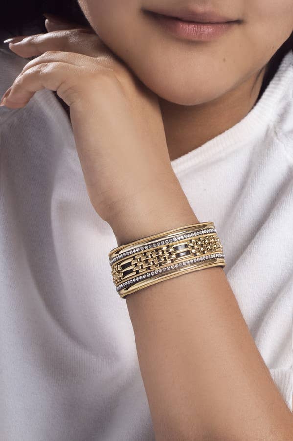 SAACHI - Weave Link Crystal Bracelet: Silver