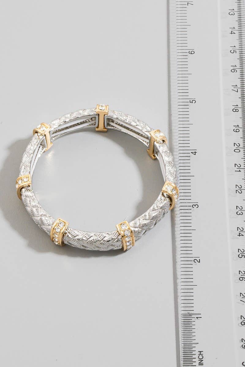 anbfashion - Two Tone Metallic Elastic Bracelet B3725: S