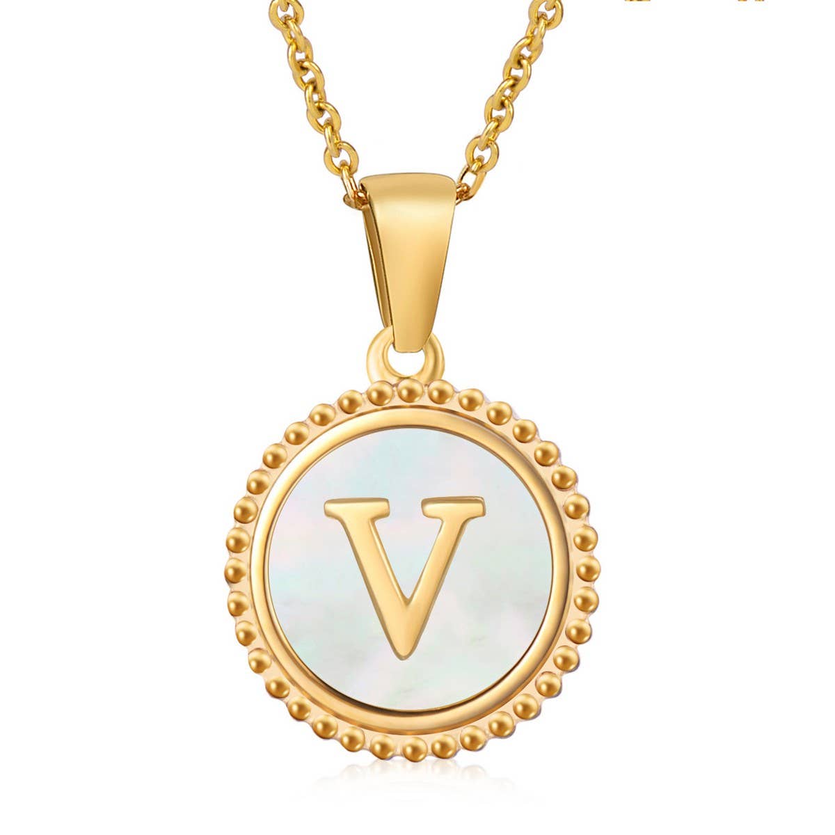 ACCITY - 18K GOLD STAINLESS STEEL SHELL LETTER NECKLACE_CWAJE0686: TYPE16 / (OS) 2