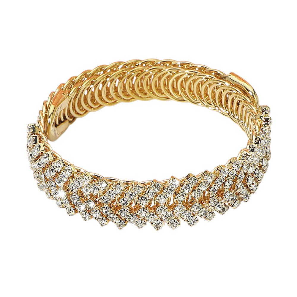 Sensibling Corp. - Crystal Rhinestone Adjustable Evening Bracelet: Clear,Silver