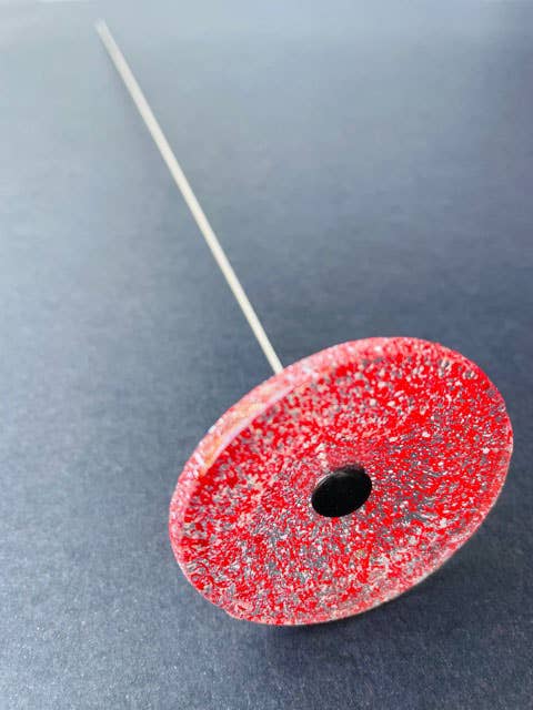 CARNEOL GLASS - Small Glass Flower For Inside In Transp.-White-Red