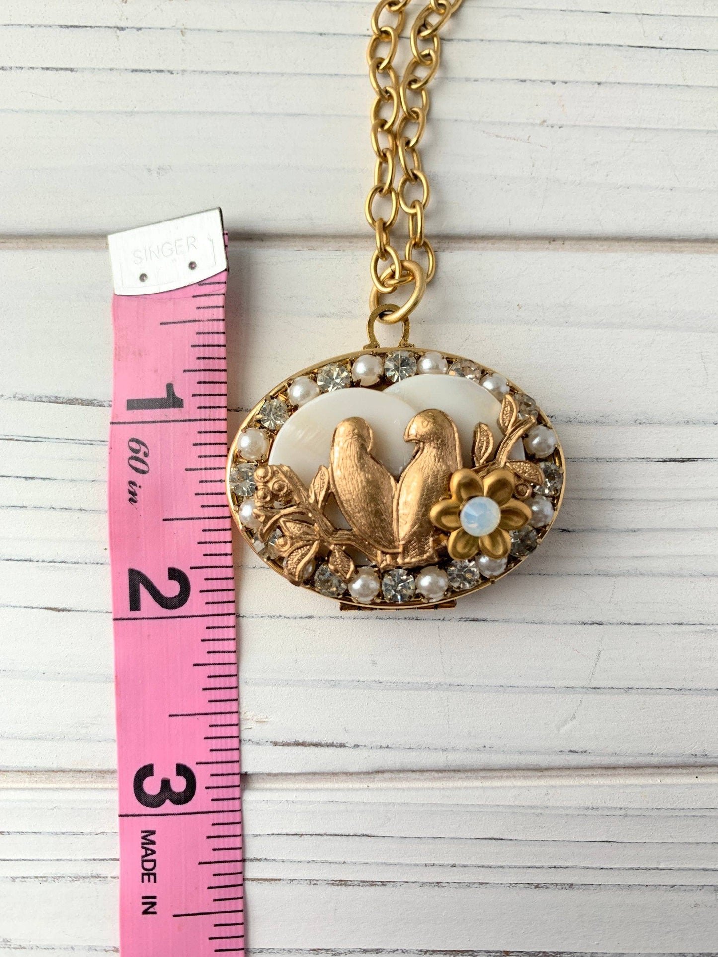 Lenora Dame - Lovebird Collage Locket Necklace