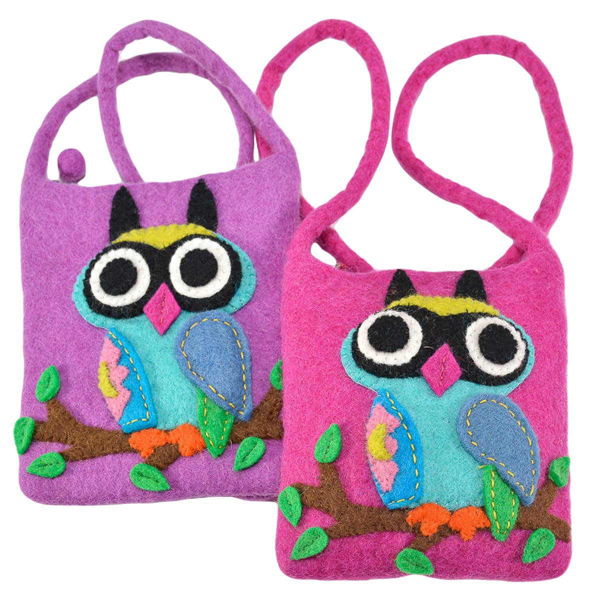 BNB Crafts Inc. - Big Eyed Owl on the branch Cross-Body Bag: Purple