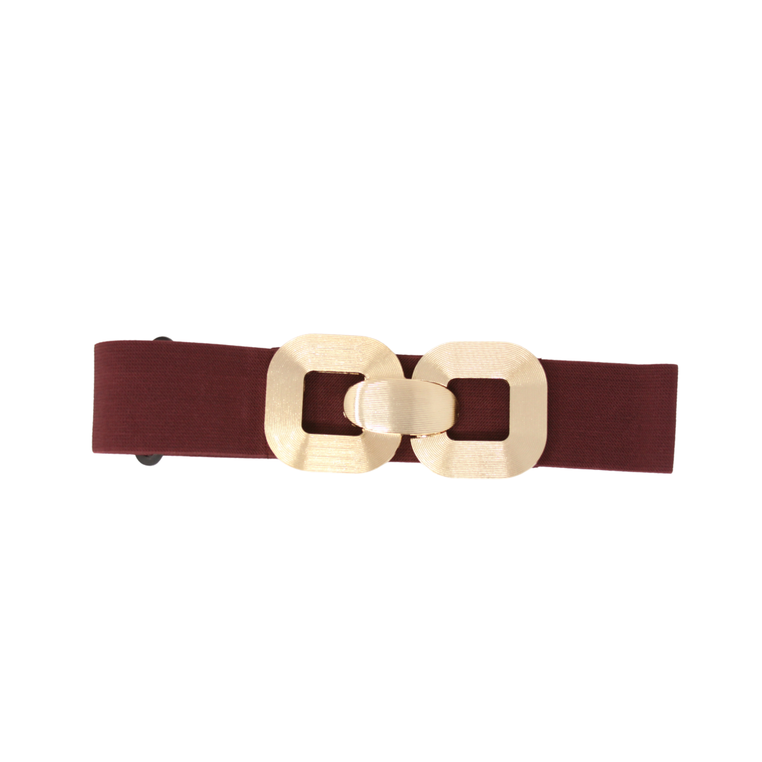 German Fuentes Handbags - CINT-20 METAL BUCKLE STRETCH BELT: CHOCOLAT