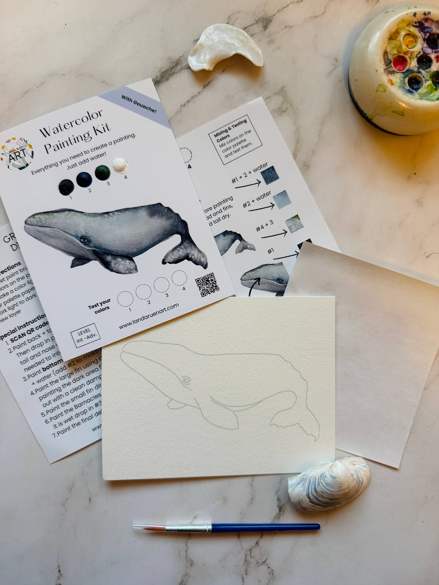 Landa Ruen Art - Whale Watercolor Kit
