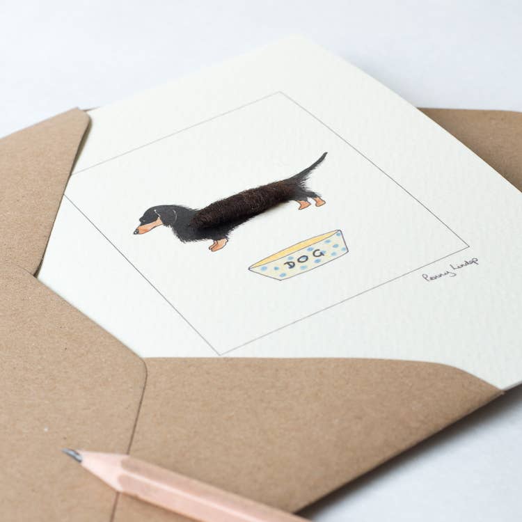 Papersheep UK - Dachshund greeting card with wool finish | C6 Greeting Card